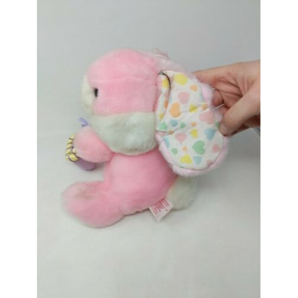 Fairview Basket Buddies Easter Bunny Rabbit Plush Pink Hearts 10" VTG Stuffed - Picture 3 of 11